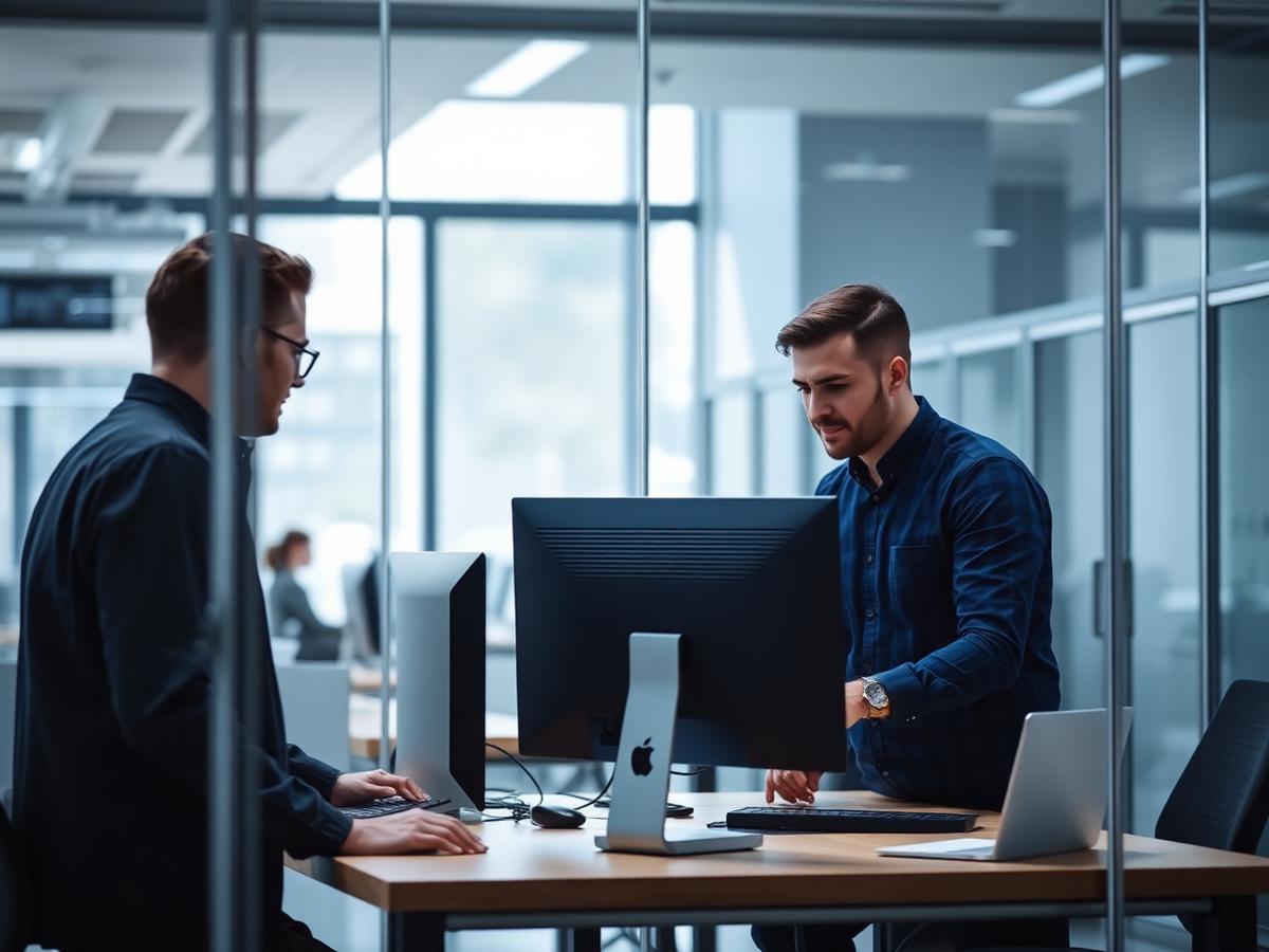 Invictus Technology engineers reviewing infrastructure in the office